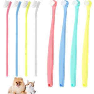 XIHIRCD 8pcs Dog Toothbrush, 2 Styles Soft Bristle Small Cat Toothbrush Micro Head Kitten Teeth Cleaning Brush Dental Care Supplies for Tiny Puppy Kitty Reduce Plaque Tartar Formation & Bad Breath