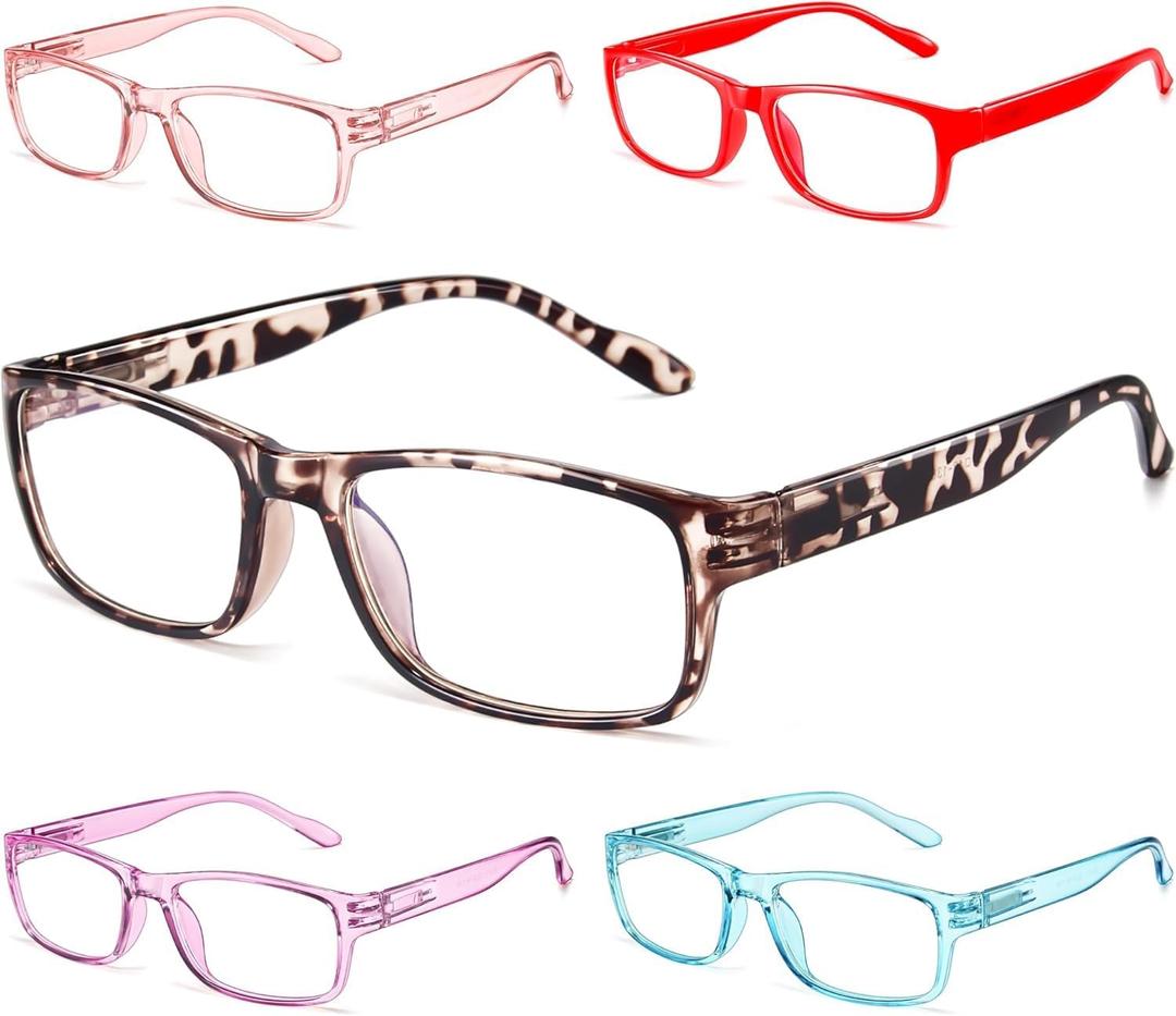Gaoye Reading Glasses Blue Light Blocking, Spring Hinge Readers for Women Anti Glare Filter Lightweight Eyeglasses (5-Pack Mix Color 2, 1.25)