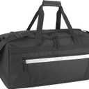 40 Liter, 22 Inch Reflective Duffle Bag with Shoulder Strap for Men, Women, Travel (Black)