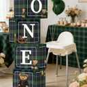 4PCS Green Plaid Teddy Bear ONE Birthday Boxes, Vintage Preppy First Birthday Party Boxes for Baby Shower, Gender Reveal Party Decoration