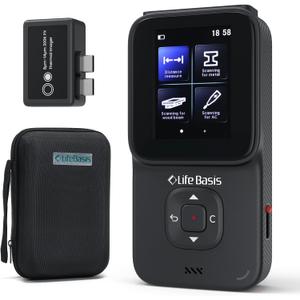 LifeBasis Stud Finder Wall Scanner for Metal, Wood, Pipe, AC Wires, 10 in 1 Measuring Tool for Length, Area, Volume, Wood Beam Detector USB Moisture Meter with Thermal Imager Screen and Alarm- Black