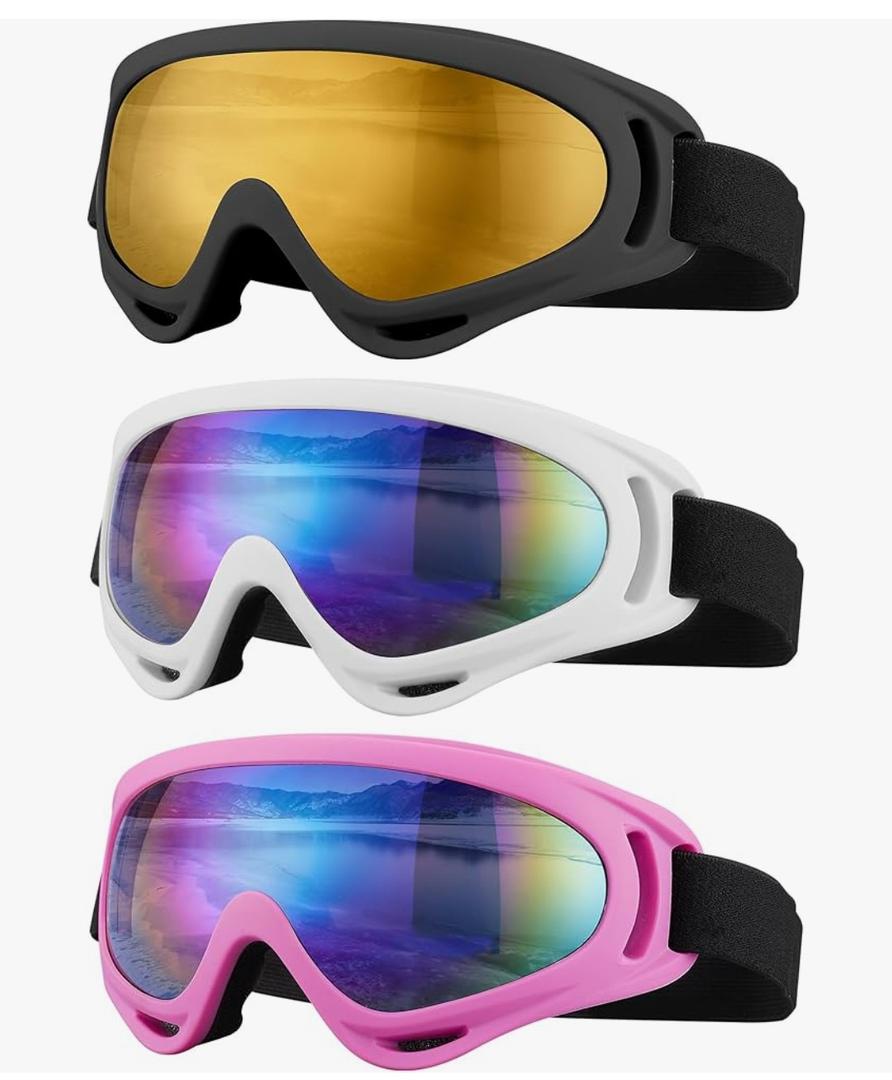 Ski Goggles, 3 Pack Snow Goggles for Men, Women, Kids & Youth, UV400 Protection for Skiing & Snowboarding