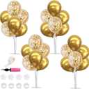 TONIFUL 4 Set Gold Balloon Centerpieces for Table, Balloon Stand Kit for Party Decorations, 40th 50th 60th 70 th Birthday Decorations Retirement Anniversary Graduation Decoration 2026 New Years Eve