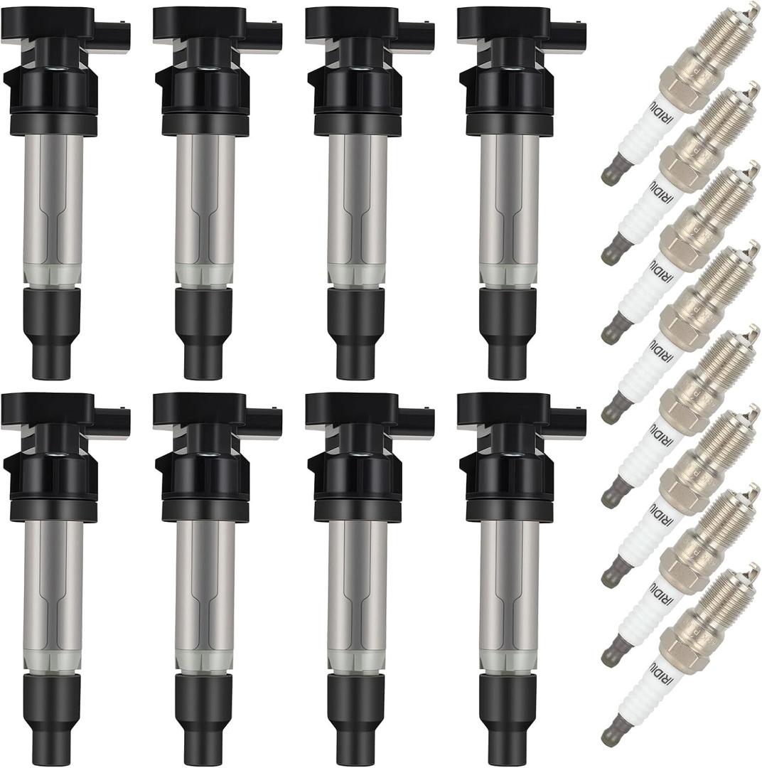 OCPTY 8 ignition coils with 8 iridium Spark Plugs fits 12594176 UF-564 C1556 for Cadillac for Buick Deville SRX STS XLR Lucerne 4.6L