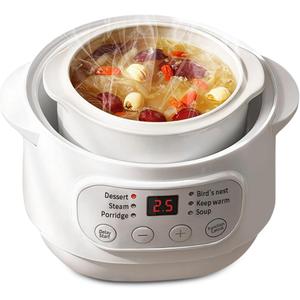 1L Electric Stew Pot Slow Cookers Electric Stew Cooker Ceramic Liner with Lid Ceramic Casserole Cooking Pot for Stove Porridge Rice Soup, US Plug