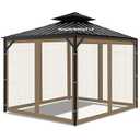 Gazebo Universal Replacement Mosquito Netting, Outdoor Mesh Netting Screen 4-Panel Sidewall with Zipper for Patio, Canopy, Garden and Backyard, Gray(Mosquito Net Only) (Khaki, 8' x 8')
