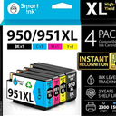 Smart Ink Compatible Ink Cartridges Replacement for HP 950XL 951XL 950 XL 951 XL 4 Combo Pack (1 Black & 1 Cyan 1 Magenta 1 Yellow) for HP Printer Officejet Pro 8600 plus 8610 8620 8100 8625 8630 8615