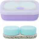 Leak Proof Travel Soap Case,Solid Shampoo Bar Holder, Silicone Soap Container with Draining Layer, Portable Bar Soap Holder for Bathroom, Camping, Gym, Easy to Clean (Purple, Large)