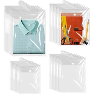 Hanging Storage Bags 32 Pack Clear Large Hook Plastic Bags 4 Size Hanging Organizer Reusable Bag Hook Holder for Classroom Organization Library Home Pharmacy Use Headphone Clothing Closet