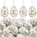 MiniInflat 16 Pcs Easter Eggs Decor 2.4in Plastic Easter Hanging Ornament Fake Chicken Bunny Chinoiserie Eggs Bowl and Vase Fillers Rustic Farmhouse Spring Decoration for Home Craft(Vintage Style)