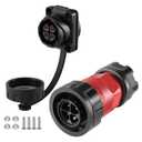 CNLINKO YM-20 4 PIN Waterproof Connector, IP68 Circular Connector, Quick Plugging Aviation Connector, PBT Plastic Shell Solder Connector M20 Male -Female Flange Socket (4 PIN)