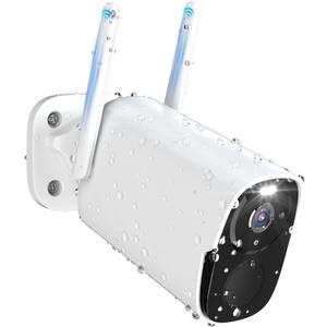 Rraycom Security Cameras Wireless Outdoor, 2K Battery Powered Camera for Home, WiFi Surveillance Indoor Home Camera with Color Night Vision, IP66, 2-Way Audio, 120 FOV, AI Detection, Works/Alexa