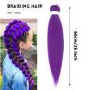 Purple Hair Extensions for Braids - 26 Inch Pre Stretched Synthetic Braiding Hair, Fluffy and Full, Light Weight, Stage Party Halloween Cosplay Costume Accessories (2pc)