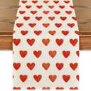 Artoid Mode Love Heart Valentine's Table Runner, Seasonal Anniversary Kitchen Dining Table Decoration for Home Party Decor 13x108 Inch
