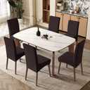 Genina Waterproof Chair Covers for Dining Room Set of 6, Removable Washable Chair Slipcover Protectors, Chocolate