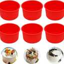 Silicone Cake Mold Baking Pan Round 4 Inch Non-Stick Bakeware Pan Reusable Cake Pan, Red, Set of 6