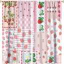 Brebasf Pink Art Modern Strawberry Blackout Curtains for Living Room, Watercolor Spring Garden Florals Tropical Fruit Strawberry Room Darkening Window Curtains with Rod Pocket - 2 Panels 45"L x 21"W