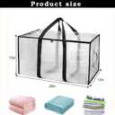 12 Pack-Extra Large Heavy Duty Moving Bags - Waterproof Storage Totes with Handles & Zippers, Foldable for College Dorm, Storage (Clear)