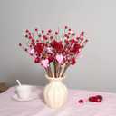 6 Pcs Valentine's Day Picks 17 Inch Artificial Red Heart Berry Stems - Valentine's Day Stems for Home Table Centerpiece Vase Wedding Anniversary Party Decor