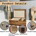 Wooden Keepsake Box, Large Acacia Storage Box with Magnetic Photo Display,Decorative Wooden Box with Felted Protection,Memory Storage Box for Photos,Letters,Jewelry,Crafts,Time Capsule,11"x8.5"x5"