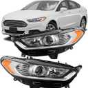 labwork Headlights Assembly Replacement for Fusion 2013 2014 2015 2016 4Door Sedan Halogen Models Front Lights HeadLamps Projector Chrome Headlights Driver and Passenger Side
