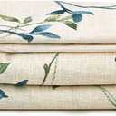JSD Beige Leaves Printed Sheet Set King Size, 4 Piece Botanical Pattern Microfiber Sheets Extra Deep Pocket