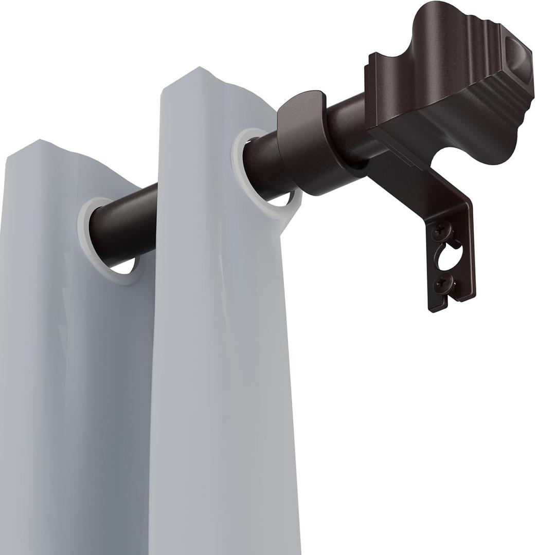 Curtain Rods for Windows 36-124 inch, 5/8 inch Bronze Curtain Rod with Classic Finials Adjustable by Splicing for Bedroom Kitchen Living Room