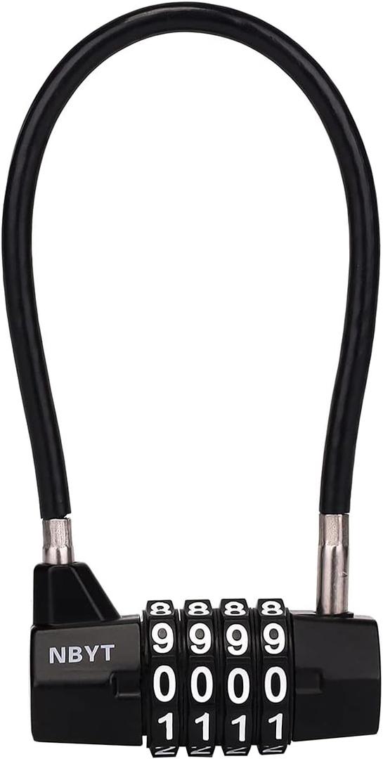Combination Cable Lock, 3/16-Inch Steel Cable, 7-Inch Length, 4-Digit Lock for Gates, Fences, Cabinets,Shed,Dumpster,Outdoor Security