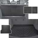 TripleAliners Vehicle Mat Universal Fit Trunk Cargo Liner All-Weather XPE Material Rear Cargo SeatBack Protector Trimmable Design Compatible with Most Vehicle Sedan SUV(Seat Back Cover+Trunk Mat)