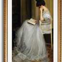 VIYYIEA Gold Framed Large Wall Art with Glass, Women Reading Portrait Pictures for Bedroom Bathroom, Vintage Art Prints, Great Gift for Women Friends, 24x36 Inch
