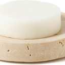 WORHE Marble Soap Dishes Natural Travertine Stone Sponge Holder for Bathroom Tub Shower Kitchen Sink, Handcraft Round Soap Case Trinket Plate Jewelry Tray Coaster for Home Decor Color Beige (WH046)