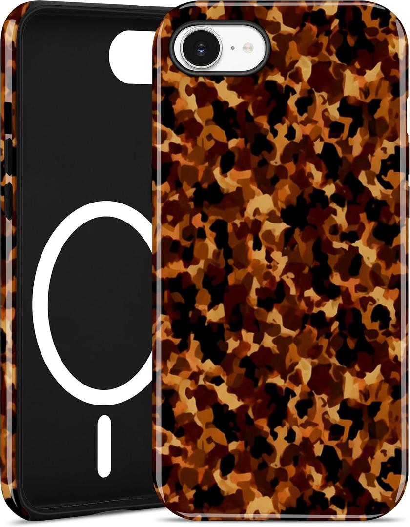 Jusy Magnetic Tortoise Shell Phone Case for iPhone 7/8/SE,Fragment | Compatible with MagSafe,Cute Aesthetic Tortoise Shell Design,TPU and PC Protective Shockproof Cover