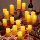 Funtery 24 Pcs Waterproof LED Candles with 4 Remote and Timers, Outdoor Flickering Flameless Candles Realistic Battery Operated Pillar Candles for Wedding Halloween Christmas Home Decorations, 4 Sizes