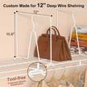 Wire Shelf Dividers for Closet: 12" D x 10.6" H Sturdy Metal Rack Separators for Pantry Organization, Clothes, Purses, Towels - White Coated Steel Accessories Fit Wire Shelving (8 Pack)