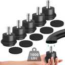 Bell Glides Replacement Office Chair or Stool Swivel Caster Wheels to Fixed Stationary Castors, Office Chair Wheels for Carpet - with Separate Self Adhesive Felt Pads/Chair Feet Wheel Stopper (BLACK)