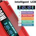 Cantonape 1200W Car Power Inverter DC 12V to 110V/120V AC Converter with LCD Display Dual AC Outlets and Dual USB Car Charger for Car Camping Laptop Truck Red