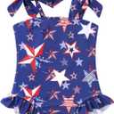 YOUNGER TREE Toddler Swimsuit Girl Color Block Stripe One-Piece Swimwear Baby Girl Bathing Suits (4-5T, Star Print)