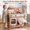 Lehoo Castle Kids Play Kitchen for Toddlers 1-3, Wooden Kitchen Playset Small, Pretend Play Kitchen Toys with Play Food Pots and Pans Accessories, 22.06In X 9.65In X 28.36In