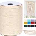 Macrame Cord 3mm x 328Yards(984Feet), Natural Cotton Macrame Rope - 3 Strands Twisted Macrame Cotton Cord for Wall Hanging, Plant Hangers, Crafts, Gift Wrapping and Wedding Decorations