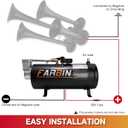 FARBIN 150 PSI 0.8gal Air Compressor 12V Air Tank Can for Train Horn, Air Horn, Inflating Tires, Air Mattresses (0.8 gal Black Air Compressor)