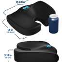 Everlasting Comfort Doctor Recommended Memory Foam Seat Cushion for Office Chairs & Car - Ergonomic Office Desk Accessories - Cushions for Tailbone Pain Relief, Sciatica (Black, Large)