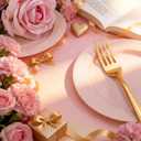 FLOWERCAT 200PCS Pink Plastic Plates Disposable Plates for Party - Heavy Duty Plastic Plates - 100 10" Pink Dinner Plates and 100 7" Pink Salad Plates for Weddings,Parties,Mother's Day
