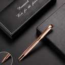 Penneed Rollerball Pen Liquid Ink Pens for Women Luxury Box Gel Pen Black Ink Fancy Pen Refillable for Executive, Office, Professional, Birthday Gift G5 (Rose Gold)