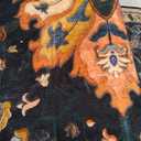 Area Rugs 8'x10' Washable Non-Slip, Floral Vintage Distress Print Pattern Medallion Carpet for Living Room Bedroom Dining Room, Black Colorful Floral Dark Tan