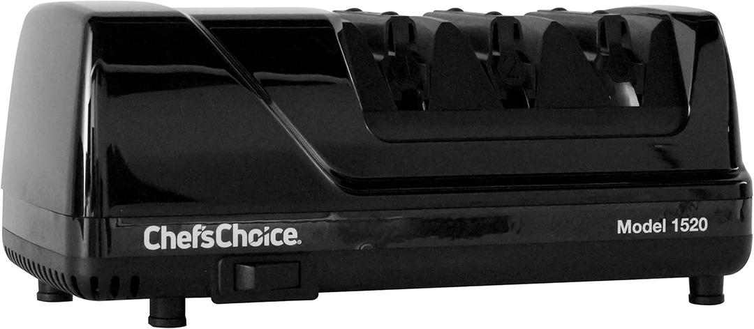 Chefs Choice Professional Electric Knife Sharpeners AngleSelect for 15- and 20-Degree Straight-Edge and Serrated Knives with Diamond Abrasives & Precision Angle Control, 2-Stage, Black