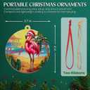 Flamingo Christmas Ornaments 2025 - Suncatcher Animal Ornaments for Tree - Flamingo Ornament for Tropical Christmas Decorations, Funny Pink Flamingos Gifts for Women Men, Beach Ornament