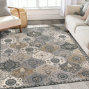 Lahome Moroccan Trellis Washable Area Rugs, 3x5 Rug for Bedroom Entryway Indoor Non-Slip, Small Oriental Accent Carpet for Living Room Kitchen Bathroom Office, Grey