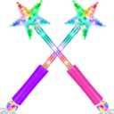 2 Pack Stars LED Light Up Magic Wand for Kids, Princess Fairy Wand for Little Girl, Star Wand Perfect for Party Favors, Holiday & Birthday Events