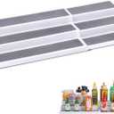 3 Tier Expandable Spice Rack Organizer, Plastic Spice Rack, Adjustable Length 14.6In-25.8In, Non-Skid Tiered Spice Shelf Organizer for Kitchen Cabinet, Cupboard, Pantry, White/Grey