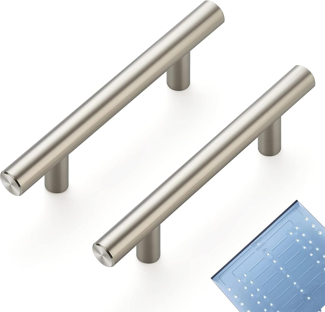 Ravinte 10 Pack | 5'' Cabinet Pulls Brushed Nickel Stainless Steel Kitchen Drawer Pulls Cabinet Handles 5Length, 3 Hole Center with Mounting Template